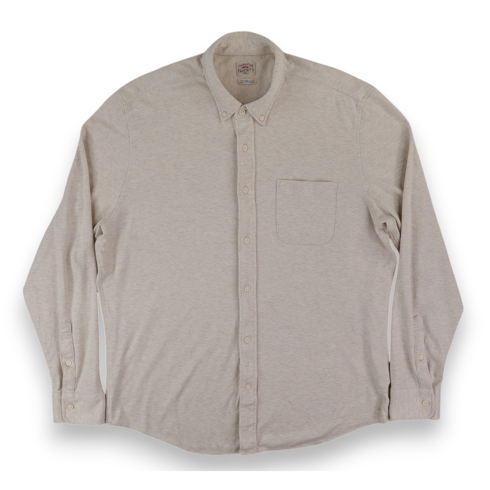 Faherty Coastline Shirt Mens XL Oatmeal Twill Button Down Minimalist MXF2400